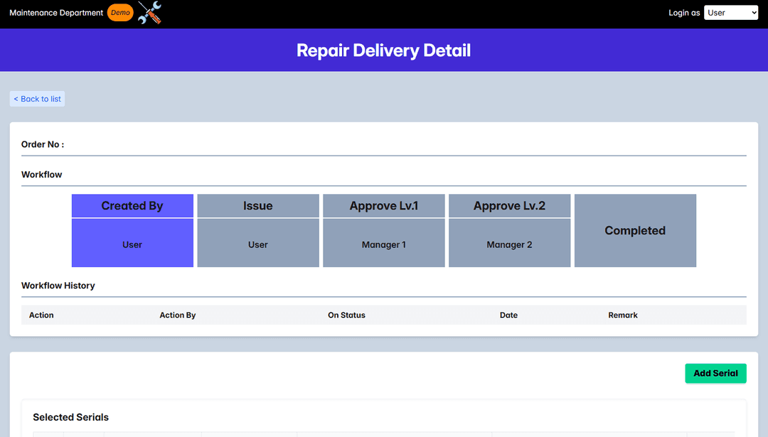 ระบบแจ้งซ่อมเครื่องจักร (Demo)